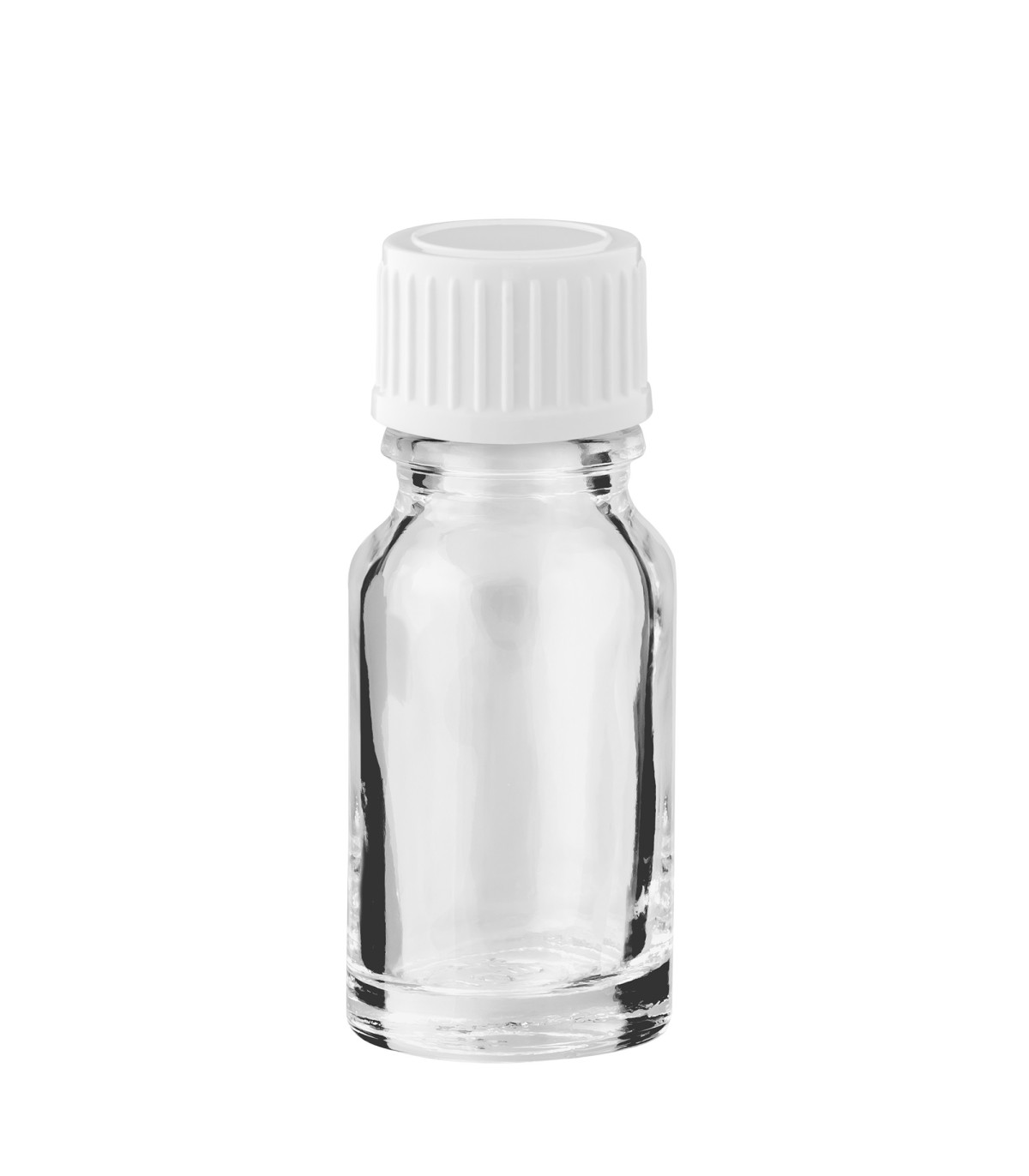 Glasflasche 10 ml klar mit weißem Schraubverschluss