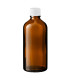Glasflasche 100 ml braun mit weißem Schraubverschluss