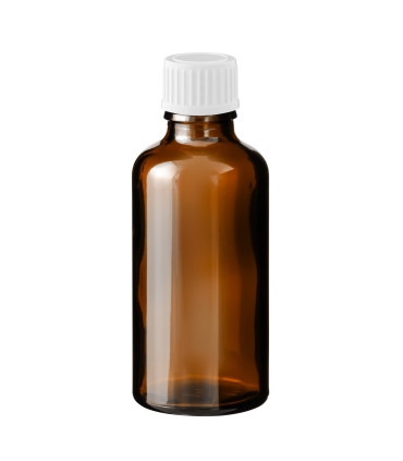 Glasflasche 50 ml braun mit weißem Schraubverschluss