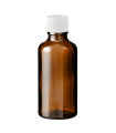 Glasflasche 50 ml braun mit weißem Schraubverschluss