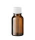 Glasflasche 15 ml braun mit weißem Schraubverschluss