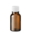 Glasflasche 15 ml braun mit weißem Schraubverschluss