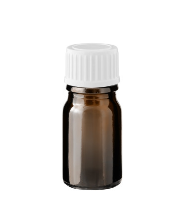 Glasflasche 5 ml braun mit weißem Schraubverschluss