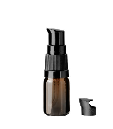 Glasflasche 5 ml braun mit schwarzer Pumpe [2]