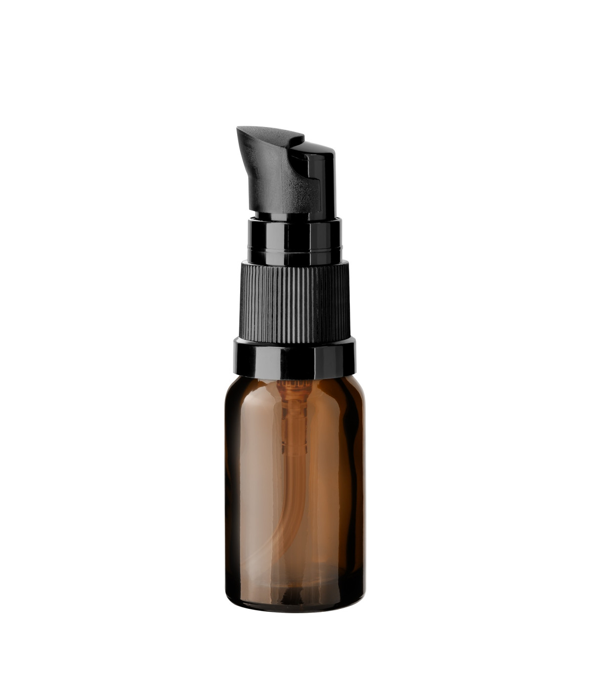 Glasflasche 10 ml braun mit schwarzer Pumpe [2]