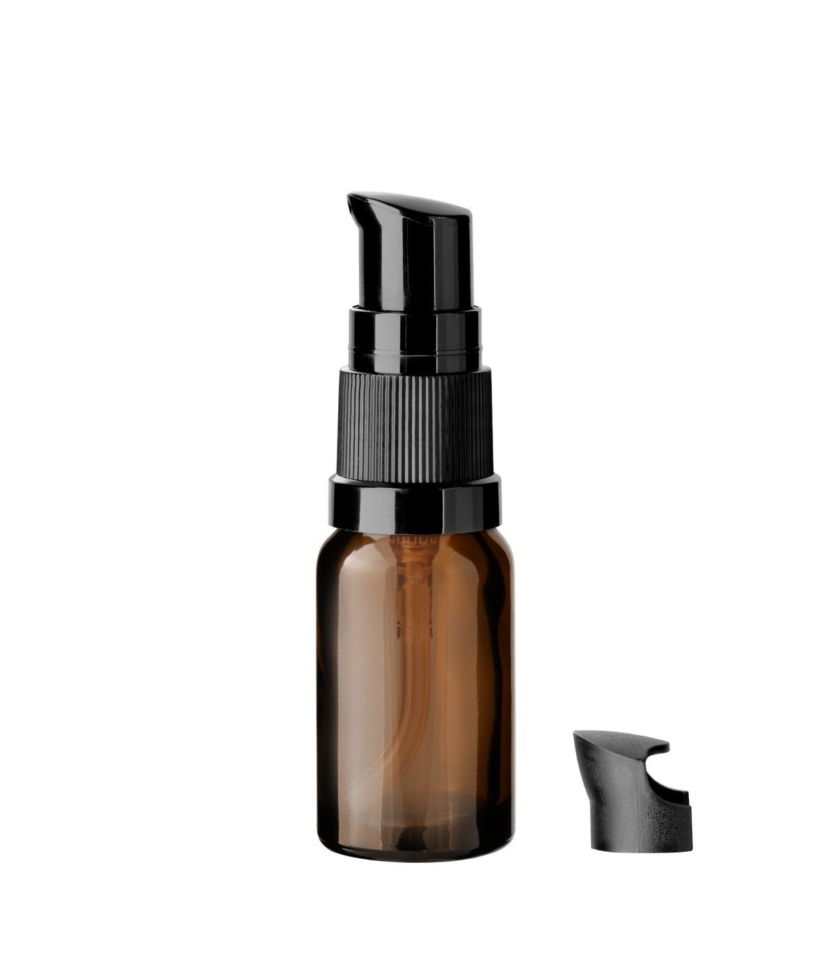 Glasflasche 10 ml braun mit schwarzer Pumpe [2]
