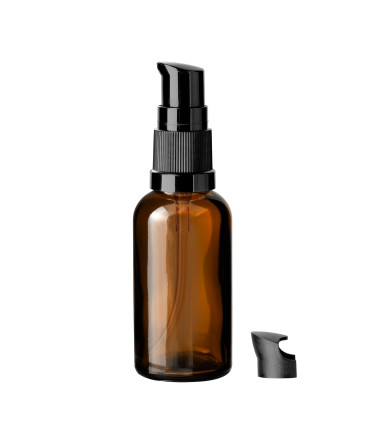 Glasflasche 30 ml braun mit schwarzer Pumpe [2]