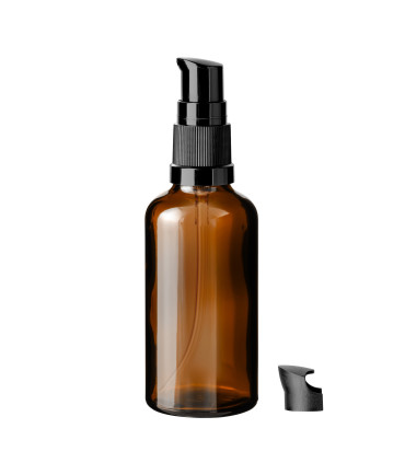 Glasflasche 50 ml braun mit schwarzer Pumpe [2]