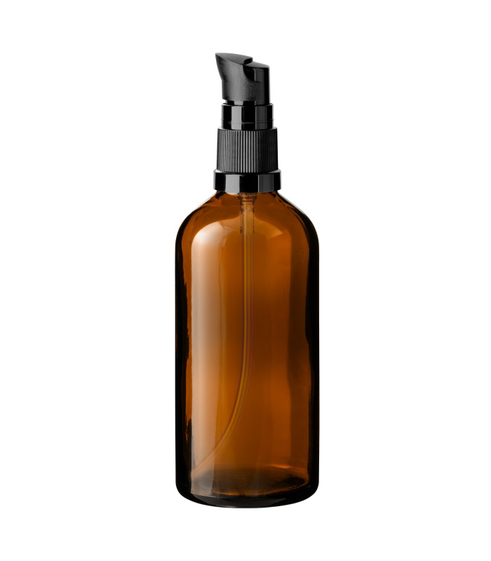 Glasflasche 100 ml braun mit schwarzer Pumpe [2]