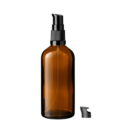Glasflasche 100 ml braun mit schwarzer Pumpe [2]