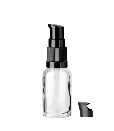 Glasflasche 15 ml klar mit schwarzer Pumpe [2]