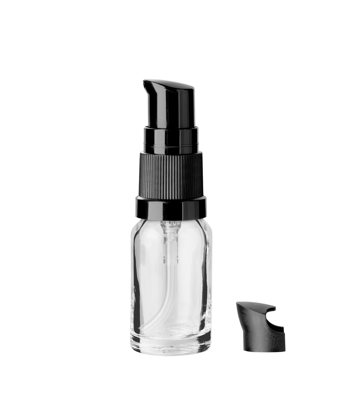 Glasflasche 10 ml klar mit schwarzer Pumpe [2]