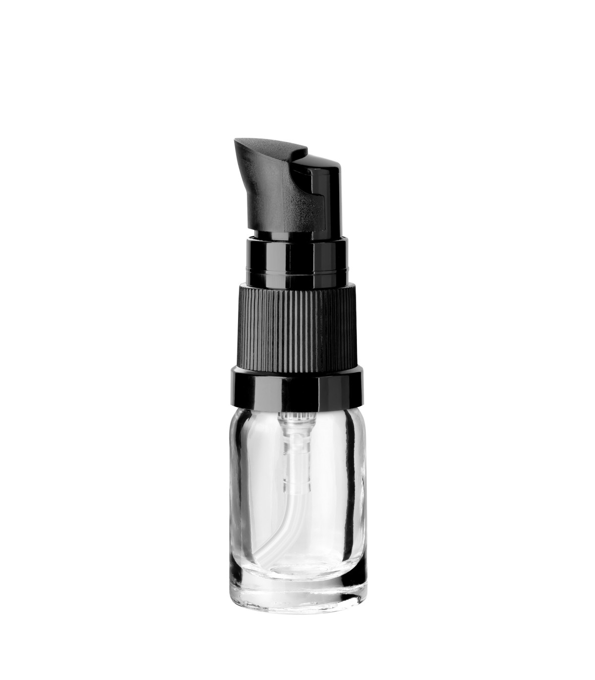 Glasflasche 5 ml klar mit schwarzer Pumpe [2]