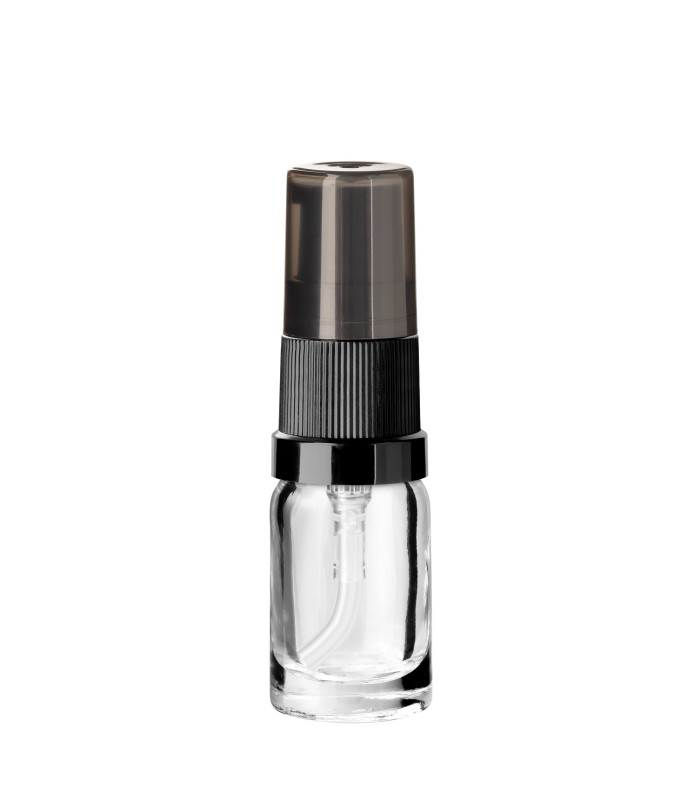 Glasflasche 5 ml klar mit schwarzer Pumpe [1]