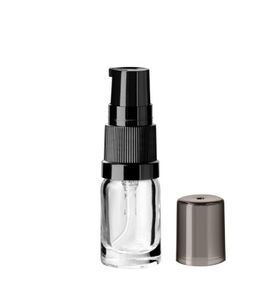Glasflasche 5 ml klar mit schwarzer Pumpe [1]