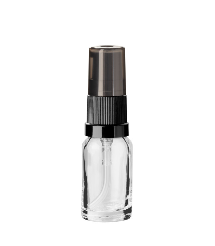 Glasflasche 10 ml klar mit schwarzer Pumpe [1]