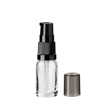 Glasflasche 10 ml klar mit schwarzer Pumpe [1]