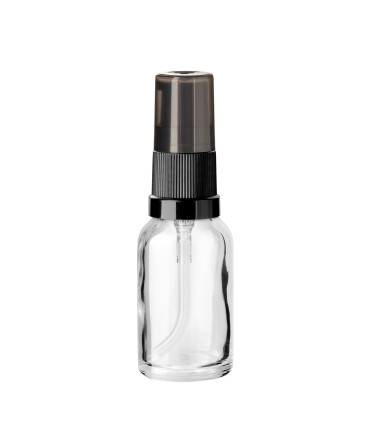Klare Glasflasche 15 ml mit schwarzer Pumpe [1]