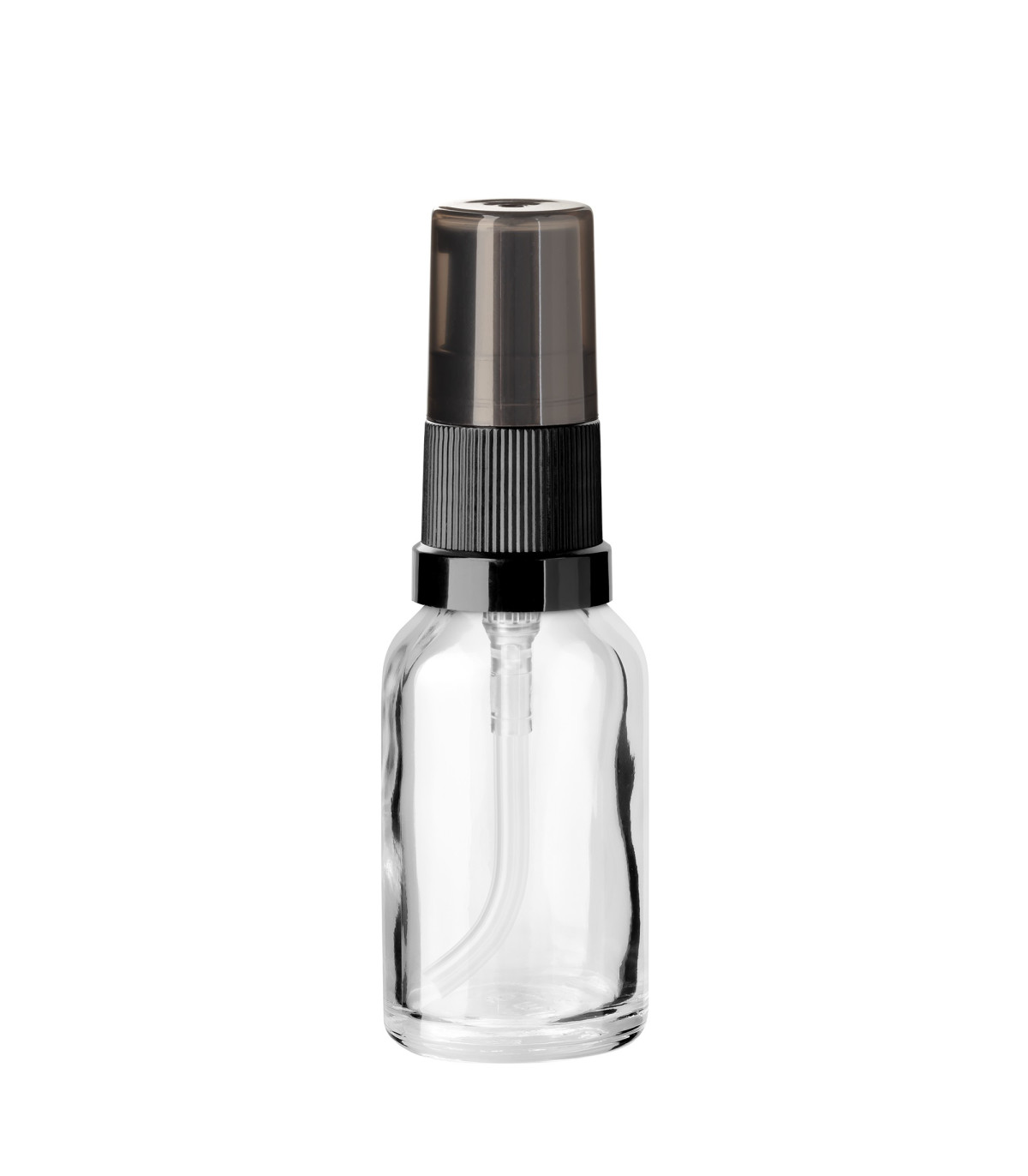 Klare Glasflasche 15 ml mit schwarzer Pumpe [1]