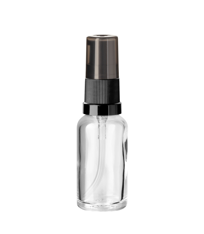 Glasflasche 20 ml klar mit schwarzer Pumpe [1]