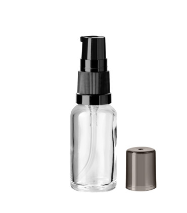 Glasflasche 20 ml klar mit schwarzer Pumpe [1]