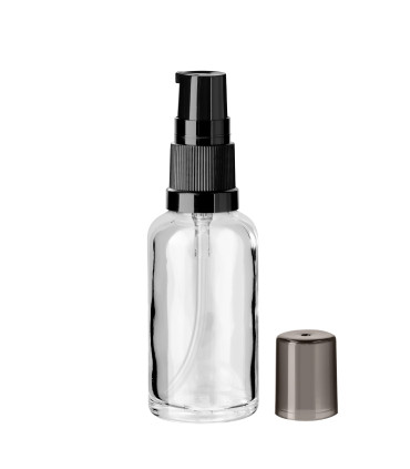 Glasflasche 30 ml klar mit schwarzer Pumpe [1]