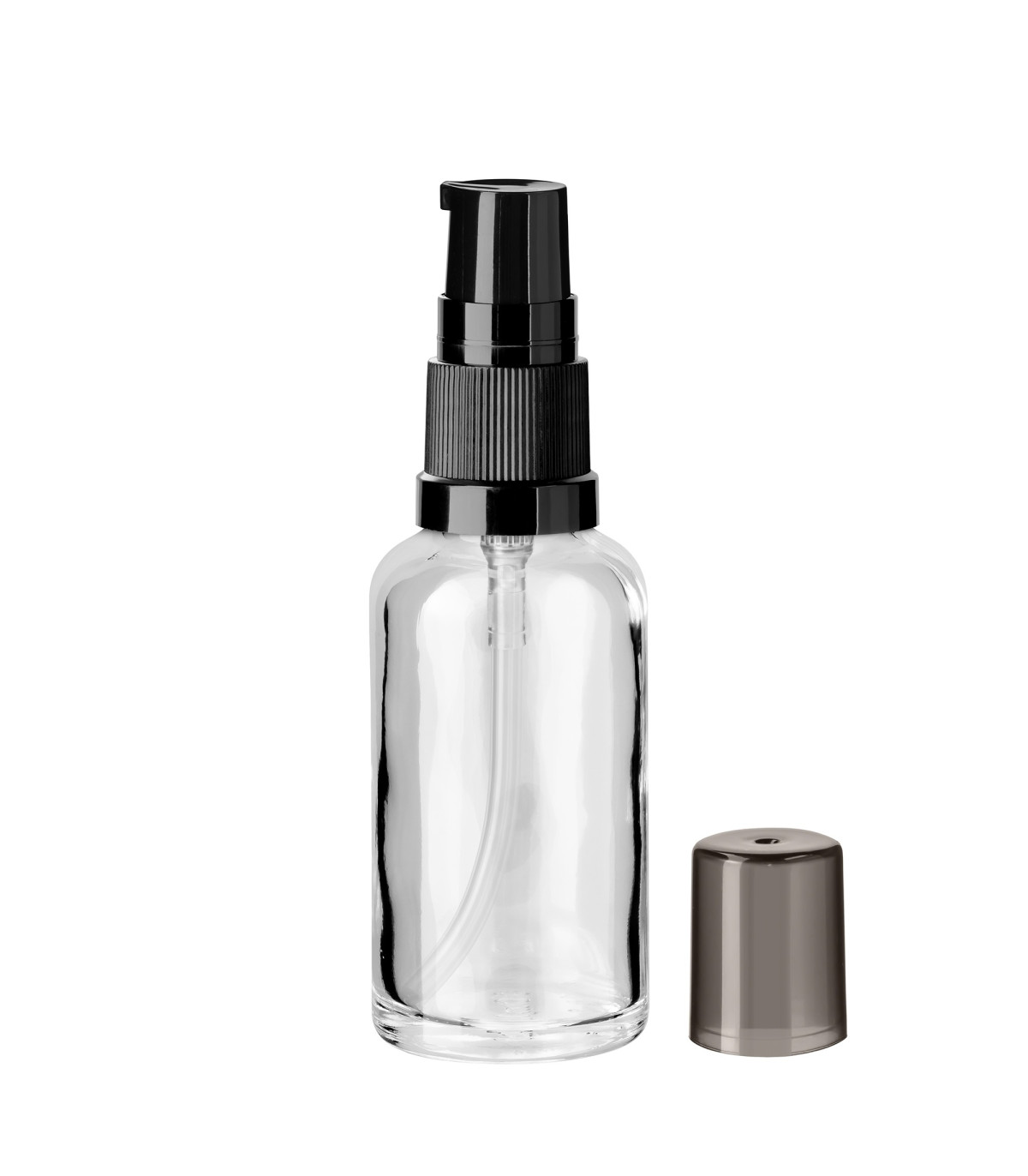 Glasflasche 30 ml klar mit schwarzer Pumpe [1]
