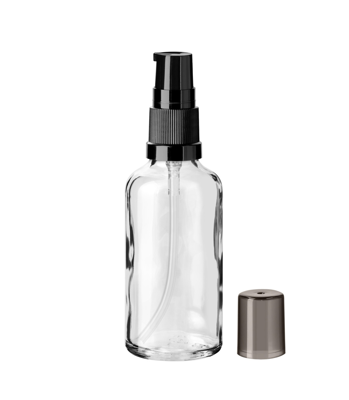 Glasflasche 50 ml klar mit schwarzer Pumpe [1]