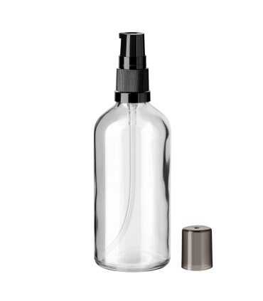 Glasflasche 100 ml klar mit schwarzer Pumpe [1]