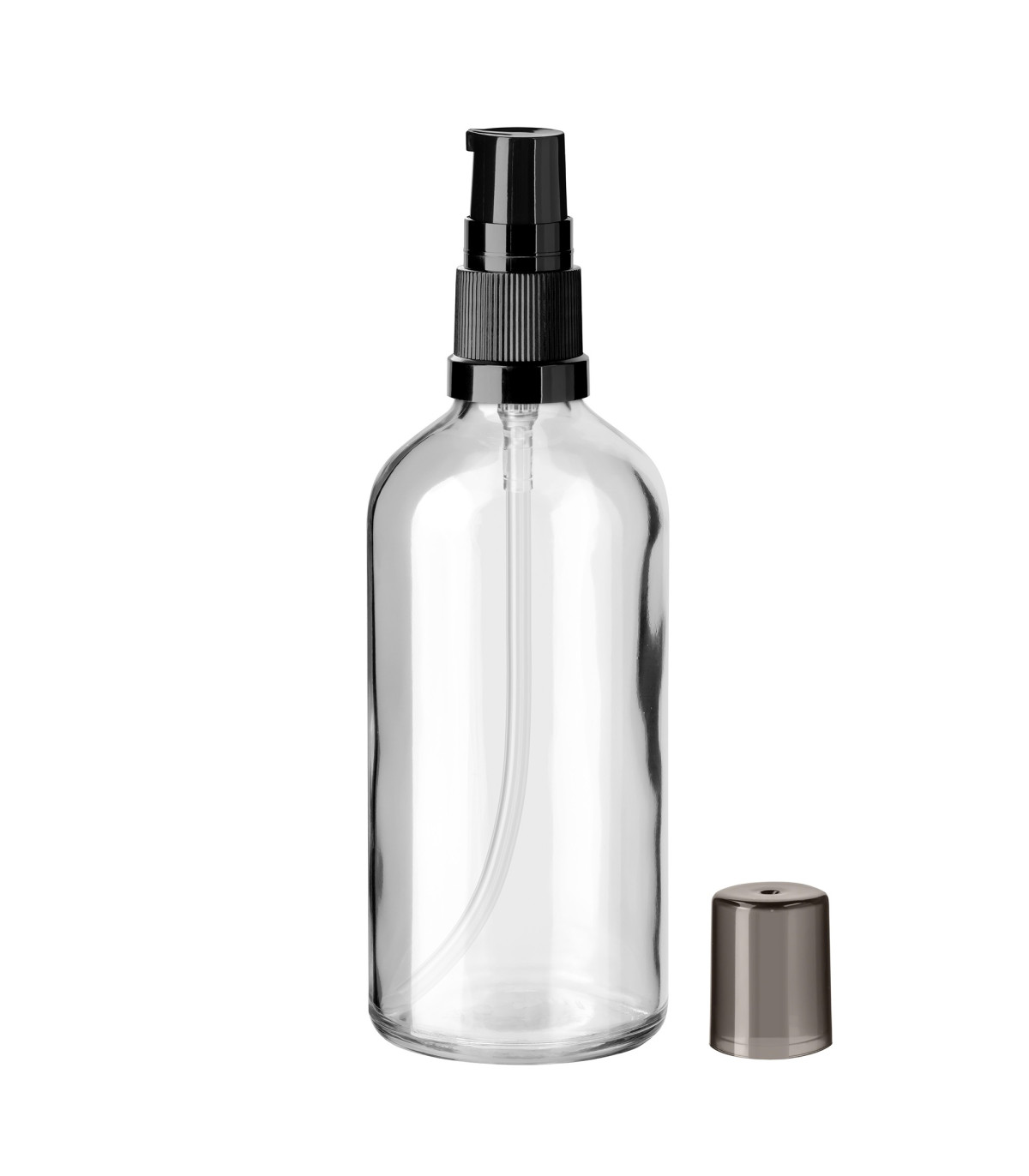 Glasflasche 100 ml klar mit schwarzer Pumpe [1]