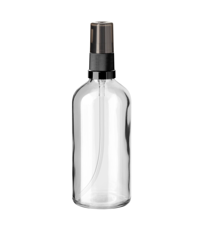 Glasflasche 100 ml klar mit schwarzer Pumpe [1]