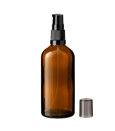 Glasflasche 100 ml braun mit schwarzer Pumpe [1]
