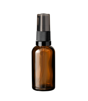 Glasflasche 30 ml braun mit schwarzer Pumpe [1]