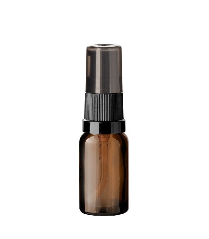 Glasflasche 10 ml braun mit schwarzer Pumpe [1]