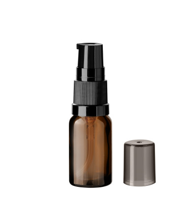 Glasflasche 10 ml braun mit schwarzer Pumpe [1]