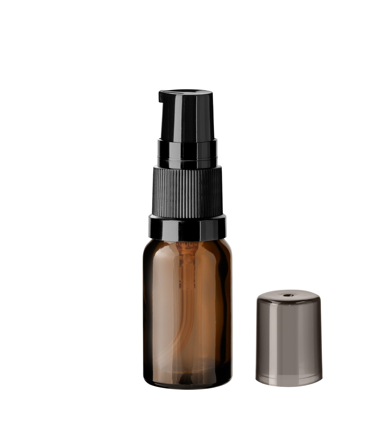 Glasflasche 10 ml braun mit schwarzer Pumpe [1]