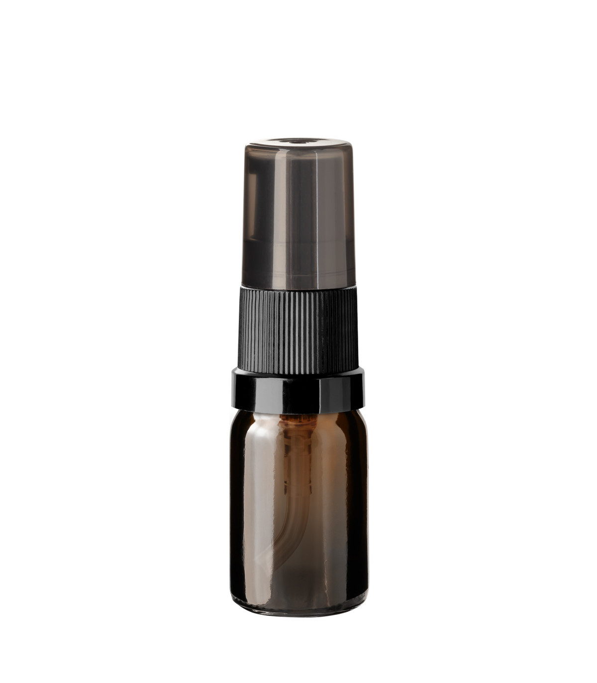 Glasflasche 5 ml braun mit schwarzer Pumpe [1]