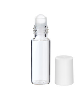 Glasfläschchen 5 ml klar Roll-on mit weißem Schraubverschluss