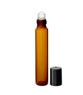 Glasfläschchen 10 ml braun Roll-on mit schwarzem Schraubverschluss