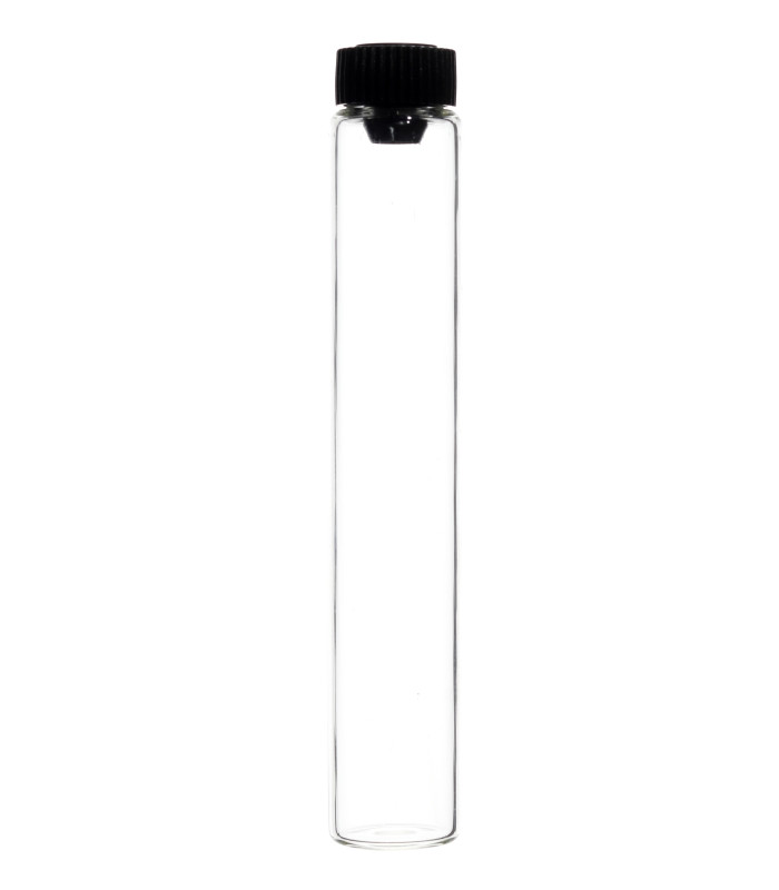 Glasfläschchen 5 ml klar mit flachem schwarzem Stopfen [2]