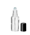 Glasflasche 20 ml klar Roll-on mit schwarzem Schraubverschluss