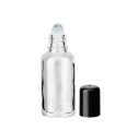 Glasflasche 30 ml klar Roll-on mit schwarzem Schraubverschluss