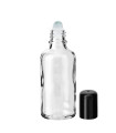 Glasflasche 50 ml klar Roll-on mit schwarzem Schraubverschluss