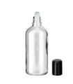 Glasflasche 100 ml klar Roll-on mit schwarzem Schraubverschluss