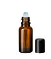 Glasflasche 20 ml braun Roll-on mit schwarzem Schraubverschluss