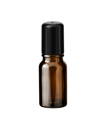 Glasflasche 10 ml braun Roll-on mit schwarzem Schraubverschluss