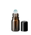 Glasflasche 5 ml braun Roll-on mit schwarzem Schraubverschluss