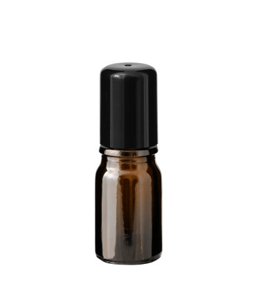 Glasflasche 5 ml braun Roll-on mit schwarzem Schraubverschluss