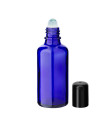 Glasflasche 50 ml blau Roll-On mit schwarzem Schraubverschluss