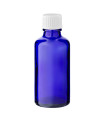 Glasflasche 50 ml blau mit weißem Schraubverschluss